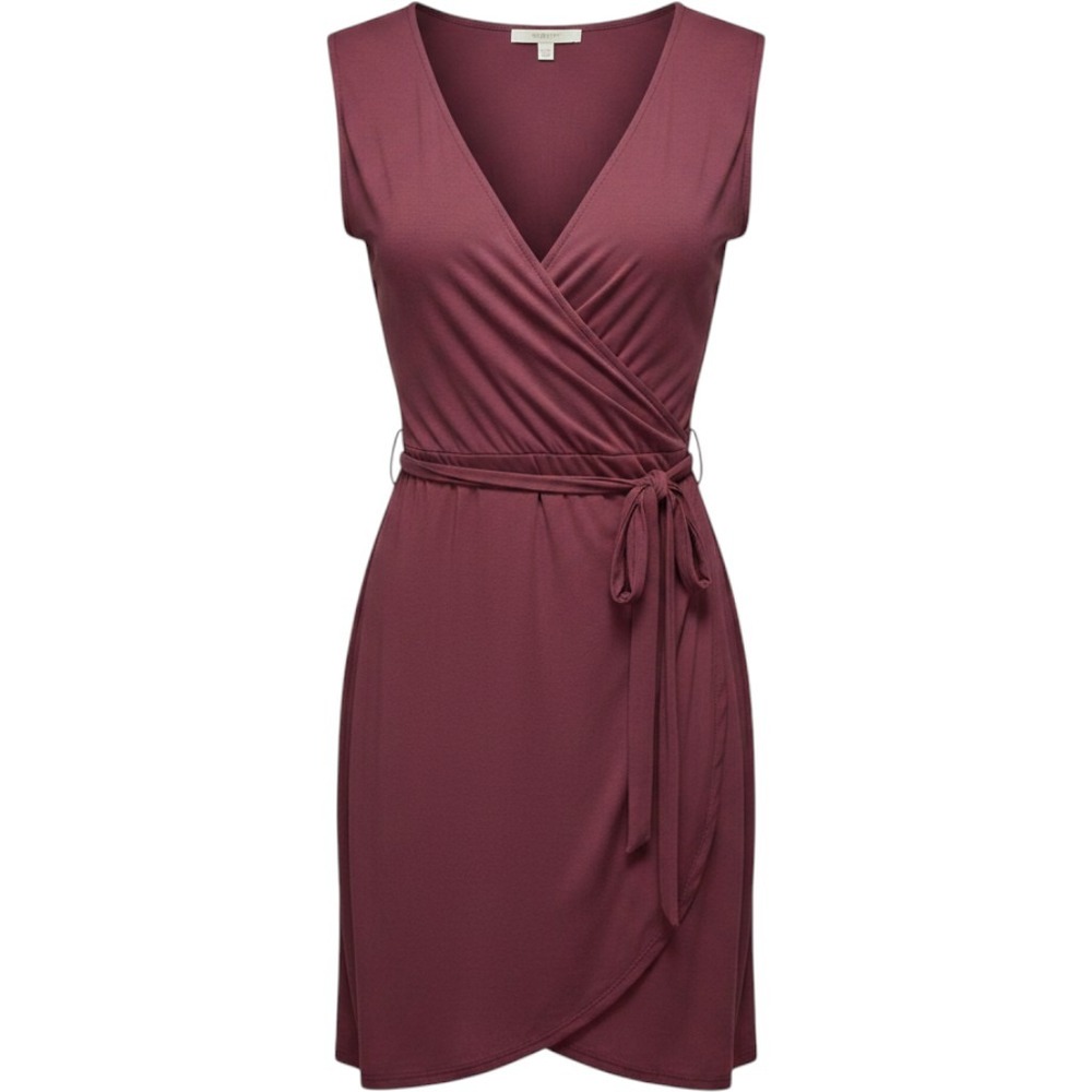 Ann Taylor Loft Womens Plum Minimalist Micro Modal Chic Wrap Tie Waist Dress XS